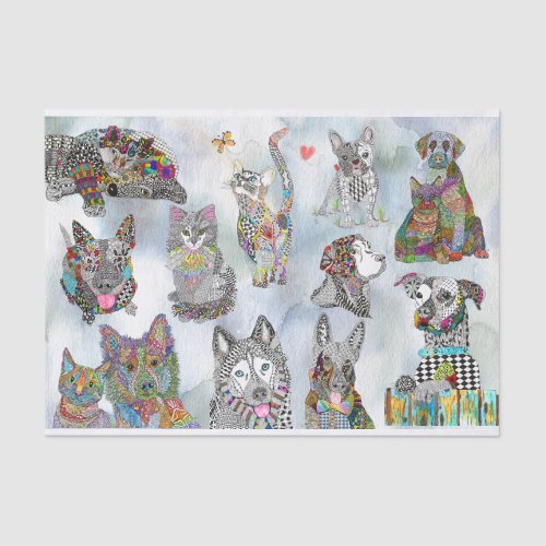 Cute Dog and Cat Assortment Tissue Paper  