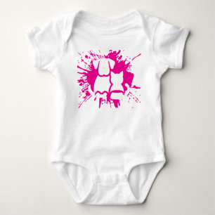 Cute Dog and Cat Best Friends Pink Splatter Baby B Bodysuit