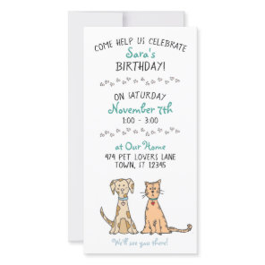 Cute Dog and Cat Birthday Invitation