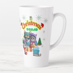Cute dog and cat Christmas squad design  Latte Mug