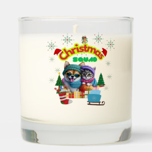 Cute dog and cat Christmas squad design  Scented Candle