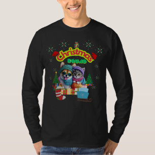 Cute dog and cat Christmas squad design  T-Shirt