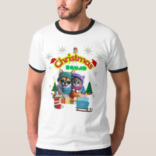 Cute dog and cat Christmas squad design  T-Shirt