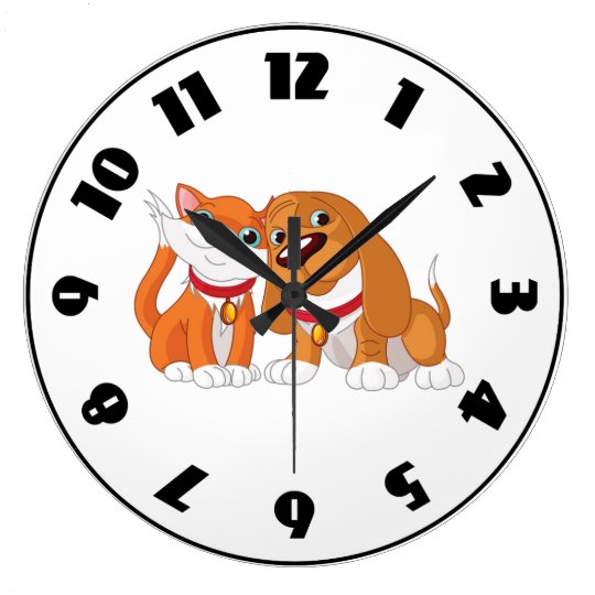 Cute Dog And Cat Clock