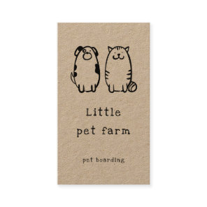 cute dog and cat doodle pet boarding business card