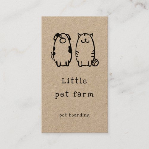 cute dog and cat doodle pet boarding business card