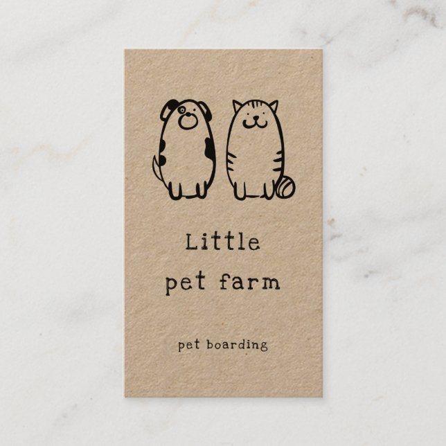 cute dog and cat doodle pet boarding business card (Front)