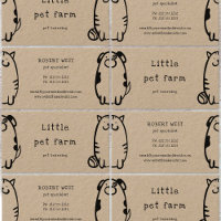 cute dog and cat doodle pet boarding business card