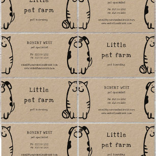 cute dog and cat doodle pet boarding business card