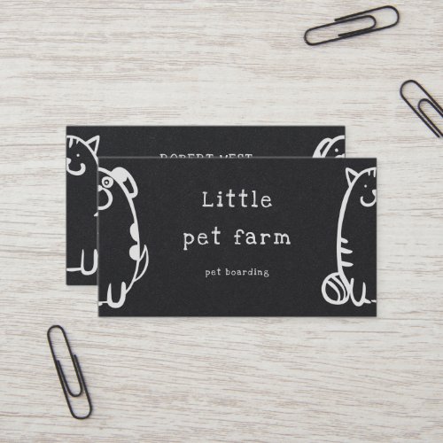 cute dog and cat doodle pet grooming business card