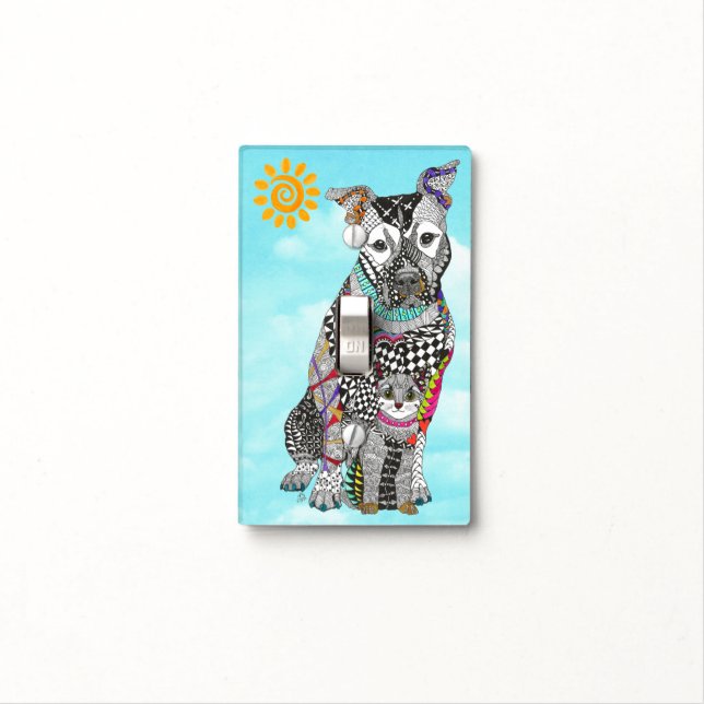 Cute Dog and Cat Light Switch Cover (In Situ)