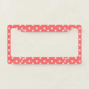 Cute Dog and Cat Paw Print Pet Lover License Plate Frame