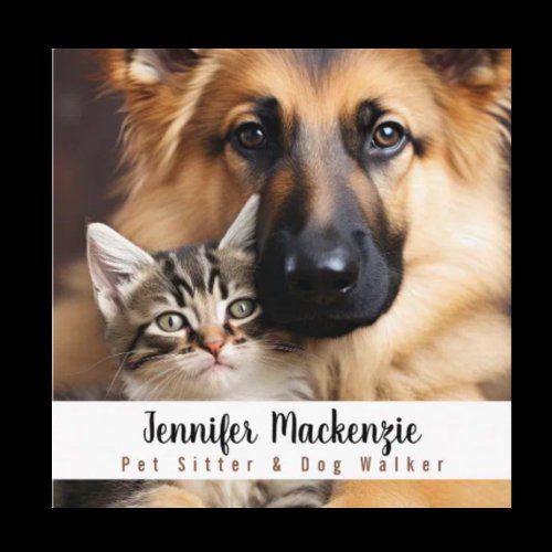 Cute Dog and Cat Pet Sitter and Dog Walker Square Business Card