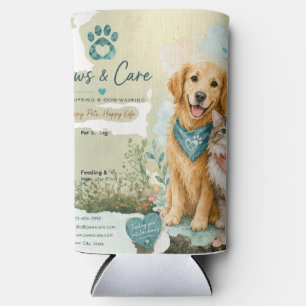 Cute Dog And Cat Pet Sitter Dog Walker Seltzer Can Cooler