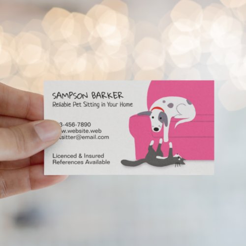 Cute Dog and Cat Pet Sitting  Animal Care Busines Business Card
