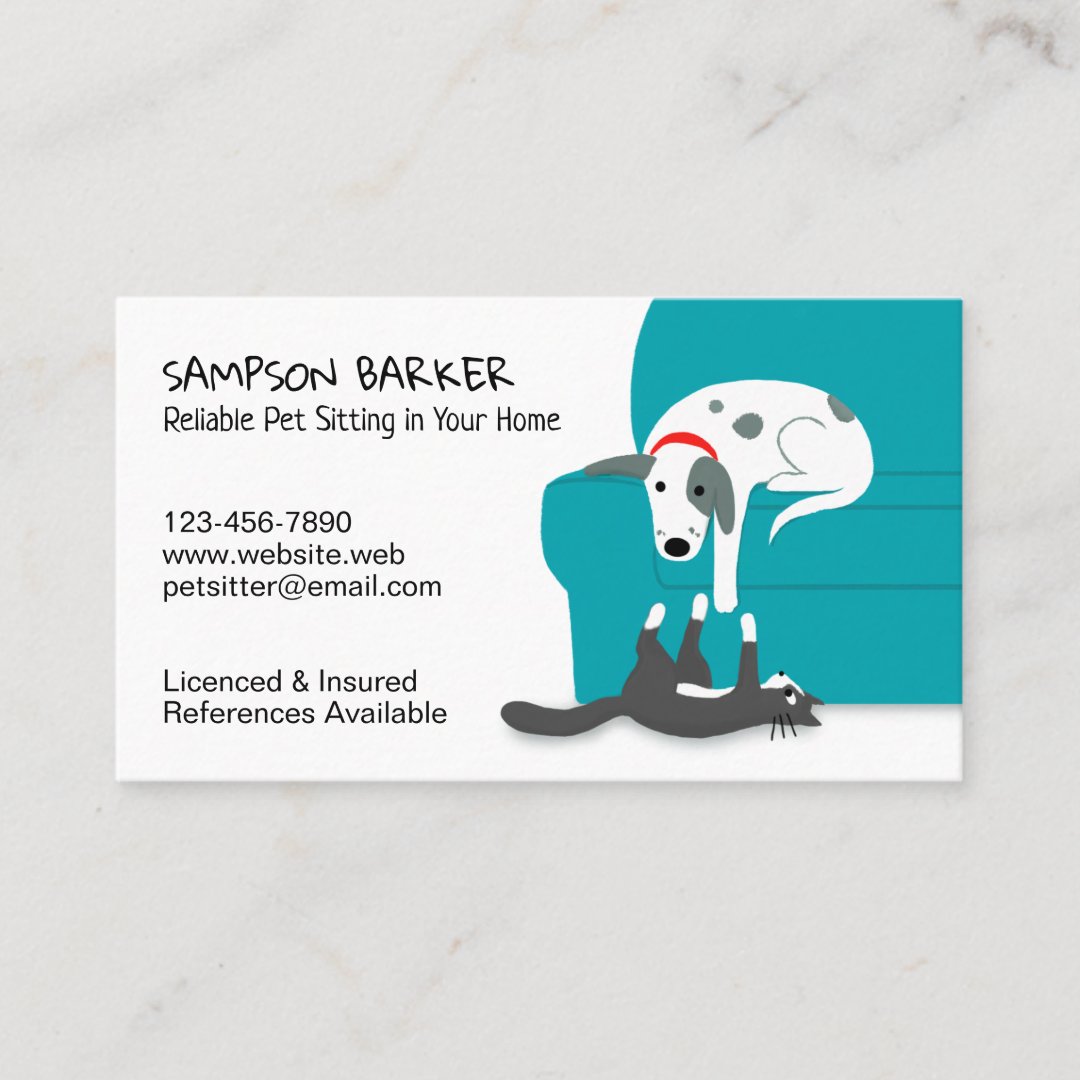 Cute Dog and Cat Pet Sitting Animal Care Business Card Zazzle
