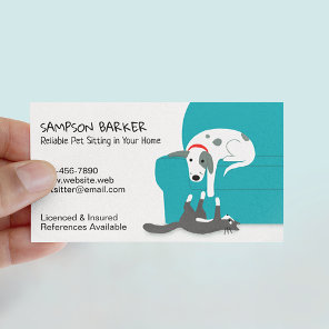 Cute Dog and Cat Pet Sitting | Animal Care Business Card