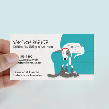 Cute Dog And Cat Pet Sitting | Animal Care Business Card by jennsdoodleworld at Zazzle