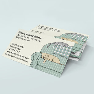 Cute Dog and Cat Pet Sitting Animal Care Services Business Card