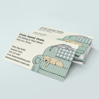 Cute Dog And Cat Pet Sitting Animal Care Services Business Card by jennsdoodleworld at Zazzle
