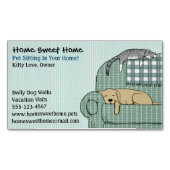 Cute Dog and Cat Pet Sitting Animal Care Services Business Card Magnet (Front)