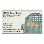 Cute Dog and Cat Pet Sitting Animal Care Services Magnetic Business Card (Front)