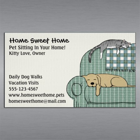 Cute Dog And Cat Pet Sitting Animal Care Services Magnetic Business Ca