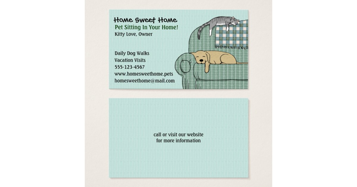 Cute Dog and Cat Pet Sitting Animal Services Business Card Zazzle