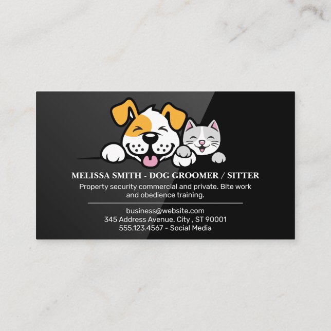 Cute Dog and Cat Smiling Business Card (Back)