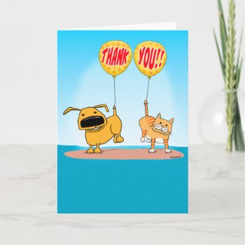 Cute Dog And Cat Thank You Card by chuckink at Zazzle