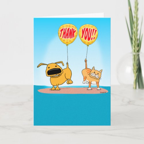 Cute Dog and Cat Thank You Card