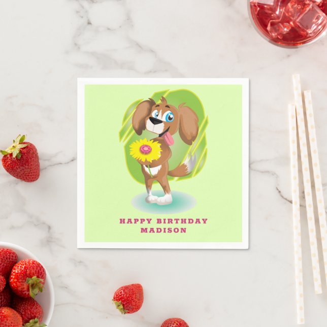 Cute Dog And Flower Napkins (Insitu)