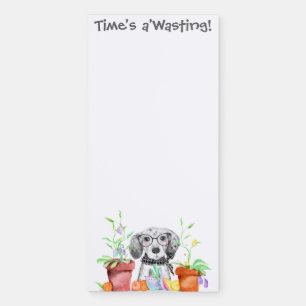 Cute Dog and Flowers To Do List Magnetic Notepad