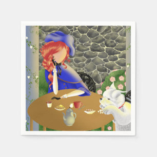 Cute Dog and Lady in cafe at sunset  Napkins