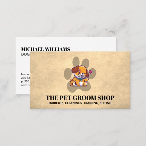 Cute Dog and Paw Logo Business Card