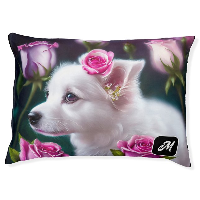 Cute Dog And Rose Collection Pet Bed (Front)