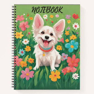 Cute Dog and Roses Personalized Notebook - Perfect