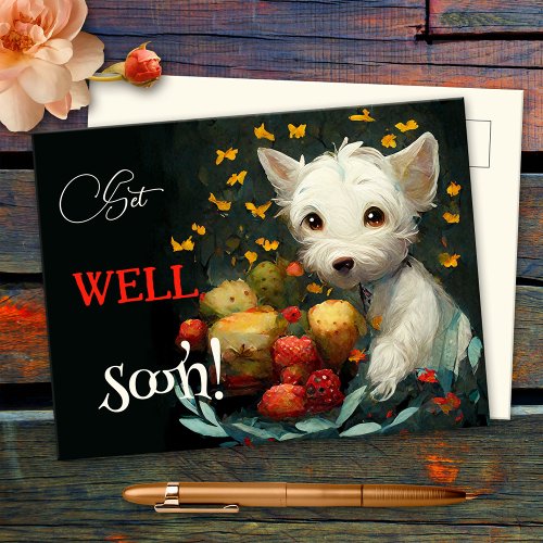 Cute Dog and Treats Get Well Soon Postcard