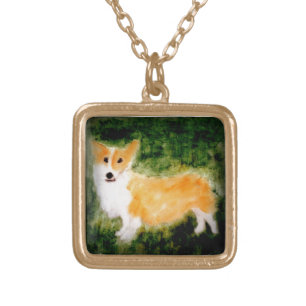 Cute Dog Art Corgi Gold Plated Necklace