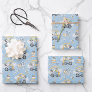 Cute Dog Baby Blue Toys for Boys  Wrapping Paper Sheets