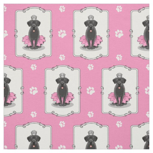 Cute Dog Ballet Princess Black Labrador Retriever Fabric
