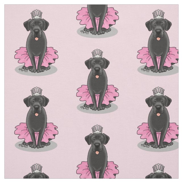 Cute Dog Ballet Princess Black Labrador Retriever Fabric (Swatch)