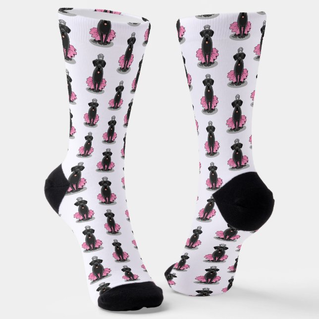 Cute Dog Ballet Princess Black Labrador Retriever Socks (Angled)