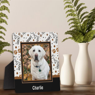 Cute Dog Bark Bones Photo Customized Name Plaque