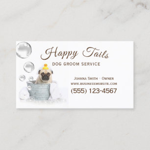 Cute Dog Bath Grooming Service Business Card