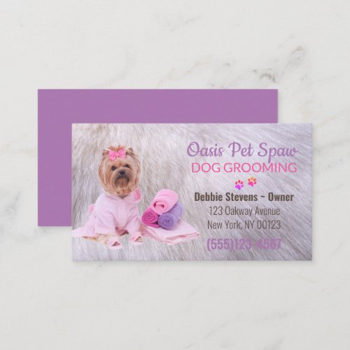 Cute Dog Bathing Pet Grooming Service Business Card