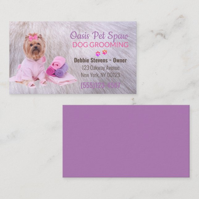 Cute Dog Bathing Pet Grooming Service Business Card (Front/Back)