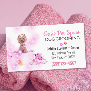Cute Dog Bathing Pet Grooming Service Business Card
