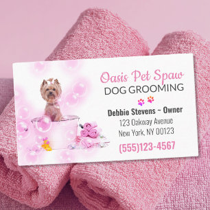 Cute Dog Bathing Pet Grooming Service Business Card