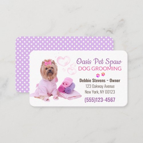 Cute Dog Bathing Pet Grooming Service Business Card